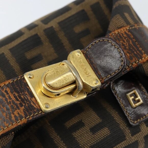 FENDI Zucca Canvas Vanity Hand Bag Black Brown Auth 150140 - Picture 9 of 16